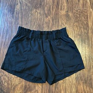 90 Degree By Reflex Black Elastic Waist Athletic Shorts